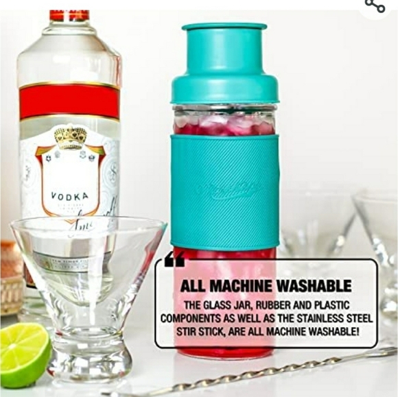 Masontops Cocktail Shaker Set – Glass Mason Jar Shaker–4PCw/ Metal swizzle stick - Picture 6 of 16